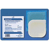 Hydrocolloid dressing patch and package for wound care on a blue background