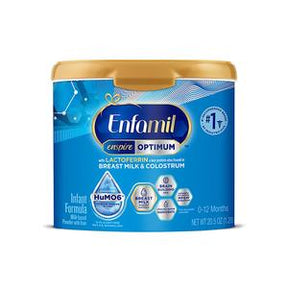 Enfamil Enspire Optimum infant formula powder can with gold lid, for 0-12 months