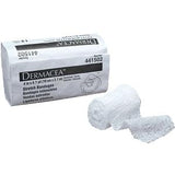 Dermacea stretch bandage roll, white medical gauze, unopened and partially unrolled