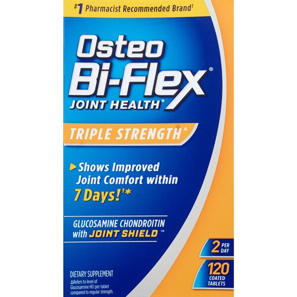 Osteo Bi-Flex Joint Health Triple Strength 120 coated tablets dietary supplement box.