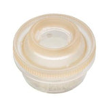 Transparent medical filter cap with beige rim for respiratory or medical device use