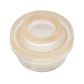 Transparent medical filter cap with beige rim for respiratory or medical device use