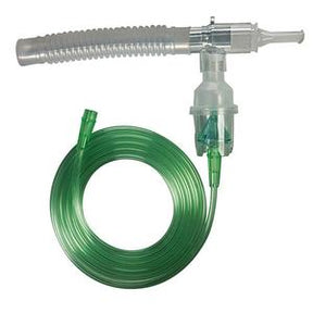 Nebulizer kit with green tubing and mouthpiece for home respiratory therapy