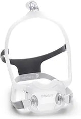 Full face CPAP mask with headgear, clear silicone frame, for sleep apnea therapy