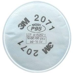 3M 2071 P95 particulate filter with NIOSH label, circular white design, medical supply