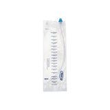 Sterile closed system catheter kit with drainage bag for medical use on white background