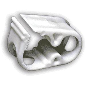 White plastic medical tubing clamp for home healthcare supplies