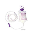 Enteral feeding bag with measurement markings and attached tube for medical use