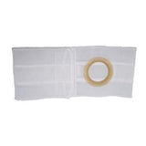 White ostomy or hernia support belt with circular opening for medical use