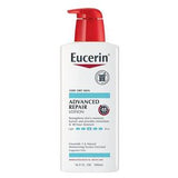 Eucerin Advanced Repair Lotion bottle for very dry skin with red pump, 500ml, medical moisturizer