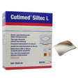 Cutimed Siltec L thin silicone foam dressing box and single absorbent medical dressing pad