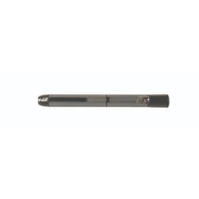 Black and gray insulin pen for diabetes management on white background