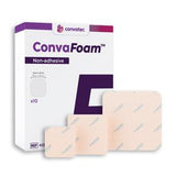 ConvaFoam non-adhesive foam dressings in various sizes, box and pads for wound care