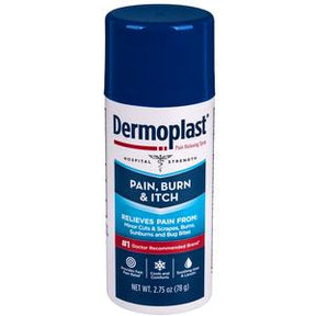 Dermoplast pain relieving spray can for minor cuts, burns, sunburn, and itch relief