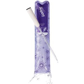 Hydrophilic urinary catheter in purple sterile packaging with water droplets