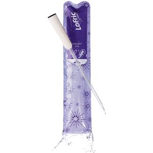 Hydrophilic urinary catheter in purple sterile packaging with water droplets