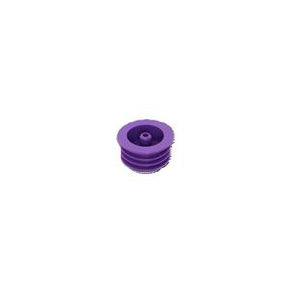 Purple medical vial stopper, ribbed silicone cap for secure medication sealing