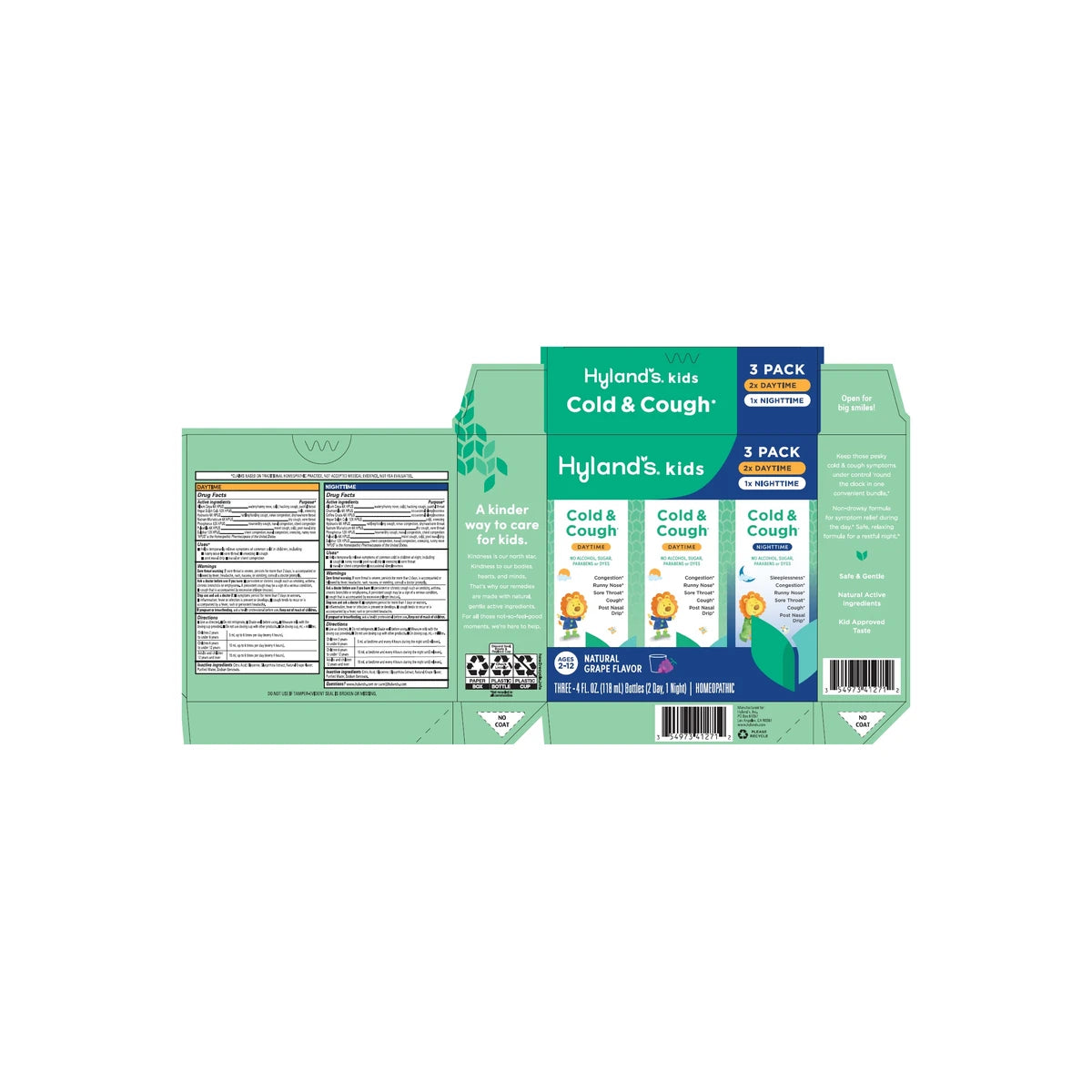 Hyland's 4 Kids Cold And Cough, Day And Night Value Pack, Grape