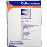Cutinova Hydro wound dressing box with product details, 15cm x 20cm size, home medical supply