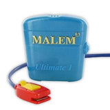Blue Malem Ultimate 1 medical alarm device with attached red sensor clip