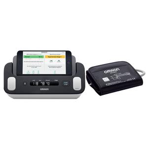 Omron digital blood pressure monitor with arm cuff and display screen