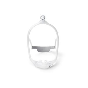 Minimalist nasal CPAP mask frame with headgear for sleep apnea therapy