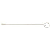 Plastic catheter with curved end for medical use, shown on white background.