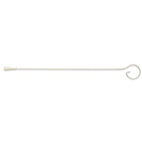 Plastic catheter with curved end for medical use, shown on white background.