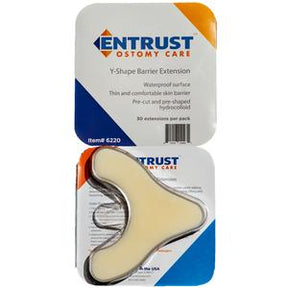 Y-shape ostomy barrier extension medical adhesive pad in retail packaging