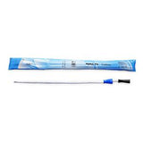 Sterile intermittent catheter with blue and black connector and individual packaging