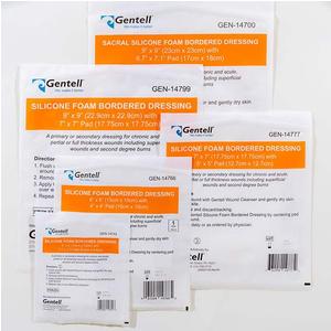 Gentell Silicone Foam Bordered Dressing, 9" X 9"