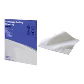 Box and sheet of reinforced gelling fiber dressing for wound care and chronic condition management