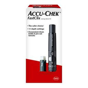 Accu-Chek FastClix lancing device kit for blood glucose testing with lancet drum.