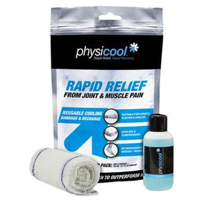 Reusable cooling bandage and bottle set for joint and muscle pain relief