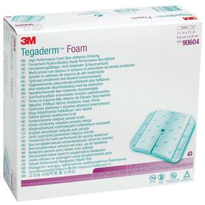 3M Tegaderm foam adhesive dressing box, medical wound care supply on white background