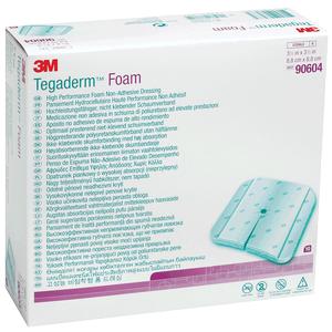 3M Tegaderm foam adhesive dressing box, medical wound care supply on white background
