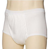 Closeup of white adult male absorbent brief for incontinence support