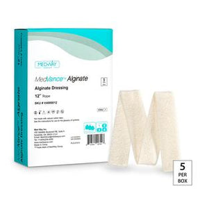 Alginate dressing 12 inch rope, MedVance box with 5 sterile wound care dressings