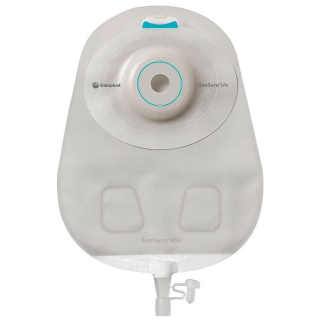 Coloplast SenSura Mio drainable ostomy pouch with adhesive barrier, front view