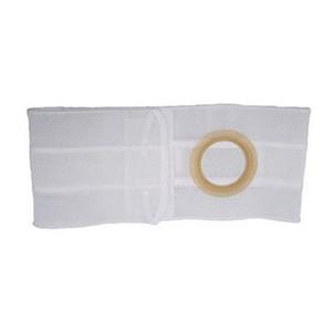 White ostomy belt with round opening for medical support and stoma care