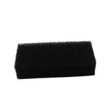 Rectangular black medical filter sponge on white background, replacement filter pad