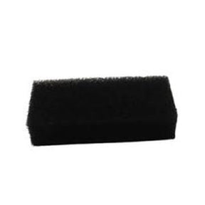 Rectangular black medical filter sponge on white background, replacement filter pad