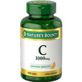 Nature’s Bounty Vitamin C 1000mg supplement bottle for immune health, 100 caplets