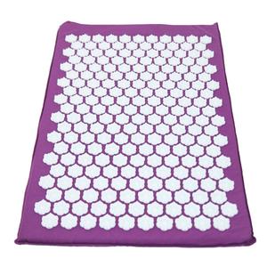 Purple acupressure mat with white pressure point discs, for pain relief and relaxation