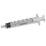 3ml sterile syringe with clear barrel, bold markings, and luer slip tip for medical use