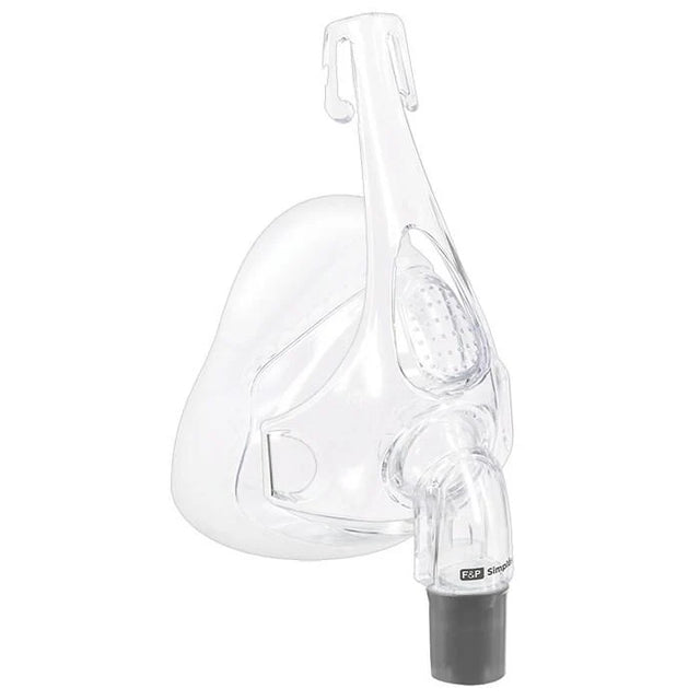 Clear CPAP full face mask for respiratory therapy on white background