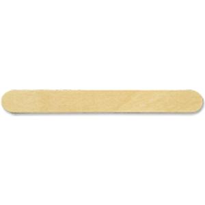 Single wooden tongue depressor on a white background, medical supply for oral examination