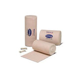 Elastic medical bandages with clips for wound care or compression support