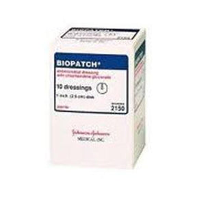 Box of Biopatch antimicrobial dressing 10 pack for wound care and infection prevention