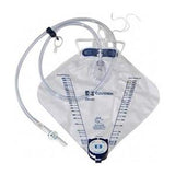 Transparent medical urine drainage bag with measuring scale and attached tubing